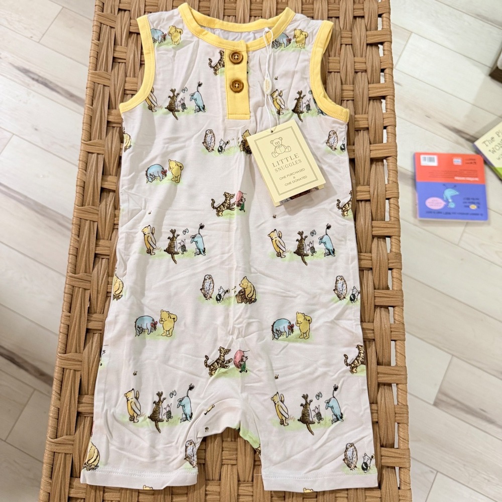 Bamboo Toddler Little Snuggles Winnie the Pooh Sleeveless Romper Kids Size 4 NWT